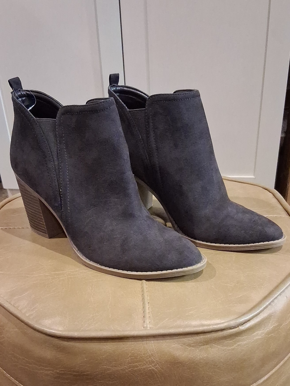 Massimo Charcoal Gray Suede Ankle Booties